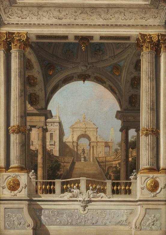Canaletto:  [1718-30] - Veduta Prospettica (Scenografia teatrale) (Perspective View (Stage design)) - Oil on canvas - National Academy of San Luca, Roma - Courtesy: Google Art Project