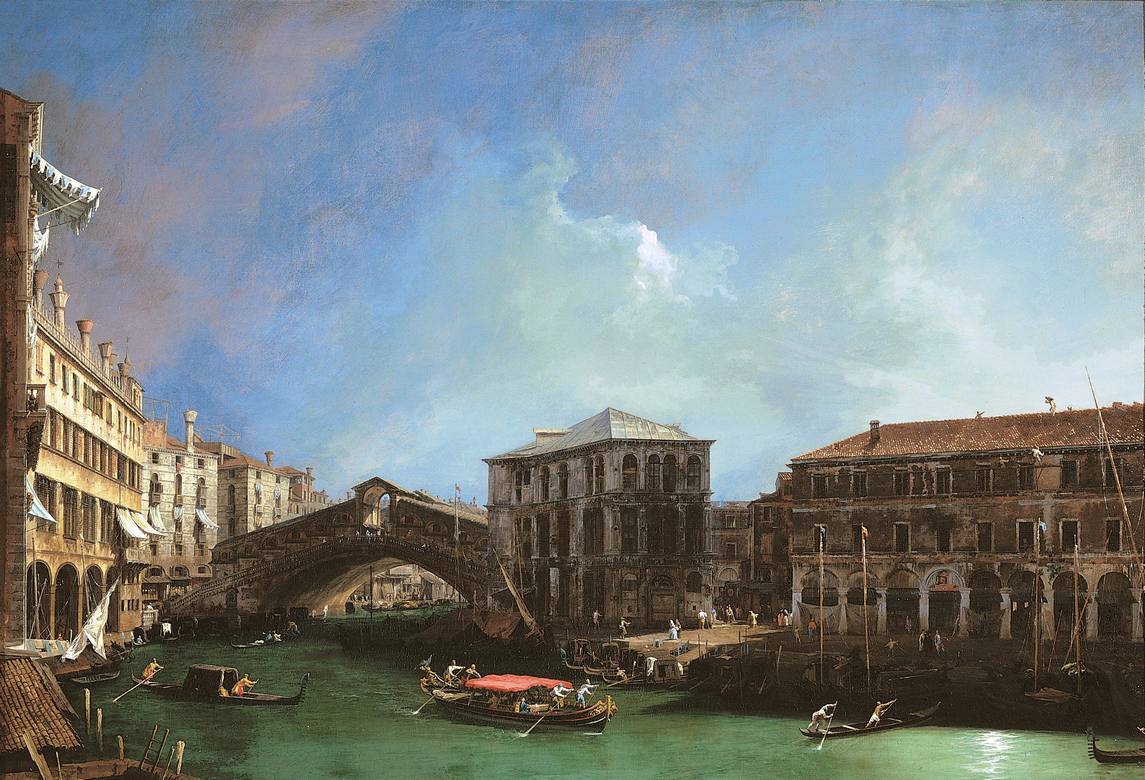 Canaletto: Il Ponte di Rialto da nord - Oil on canvas (1725) - Pinacoteca del Lingotto, Torino