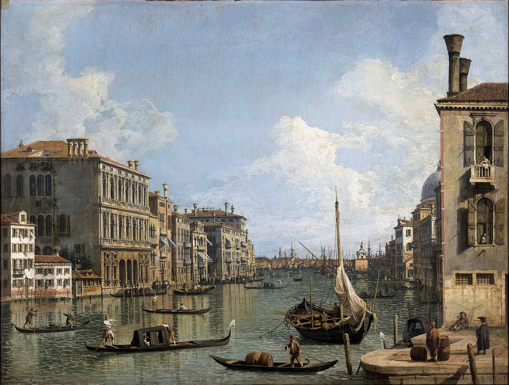 Canaletto:  [after 1733] - Veduta del Canal Grande verso la Punta della Dogana da Campo San Ivo - Oil on canvas - Pinacoteca di Brera