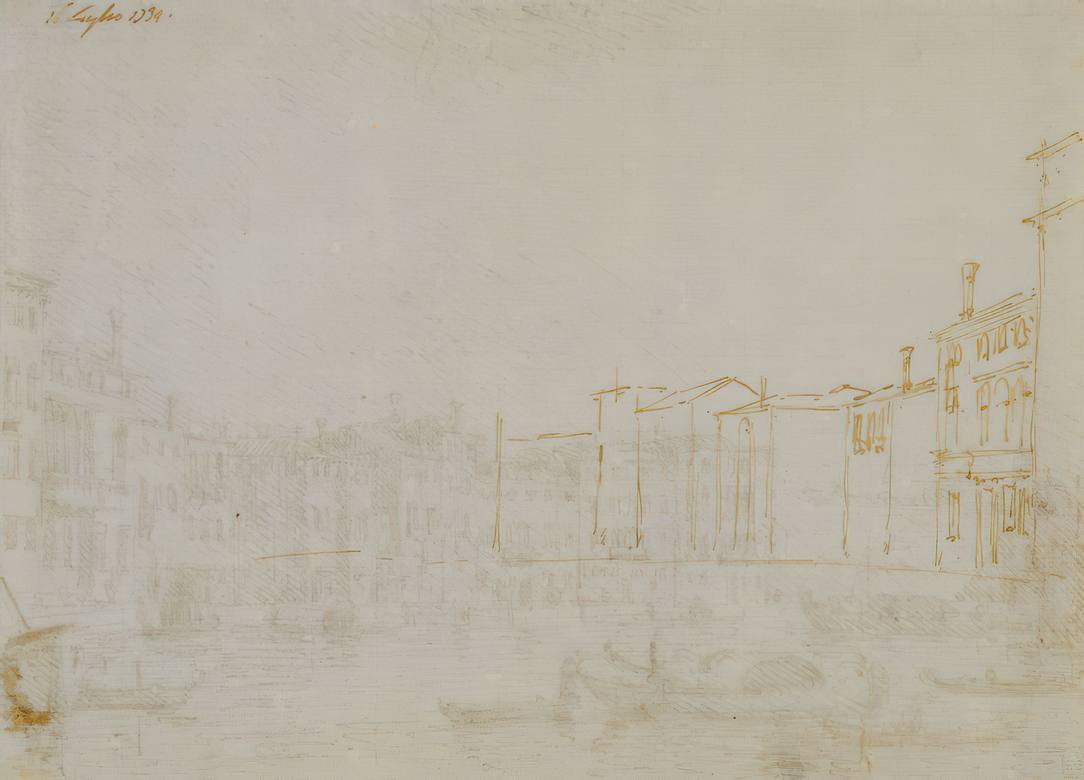 Canaletto:  [1734] - Verso - Sketches of buildings - Drawing - Pen and ink - Royal Collection Trust, RCIN 907489