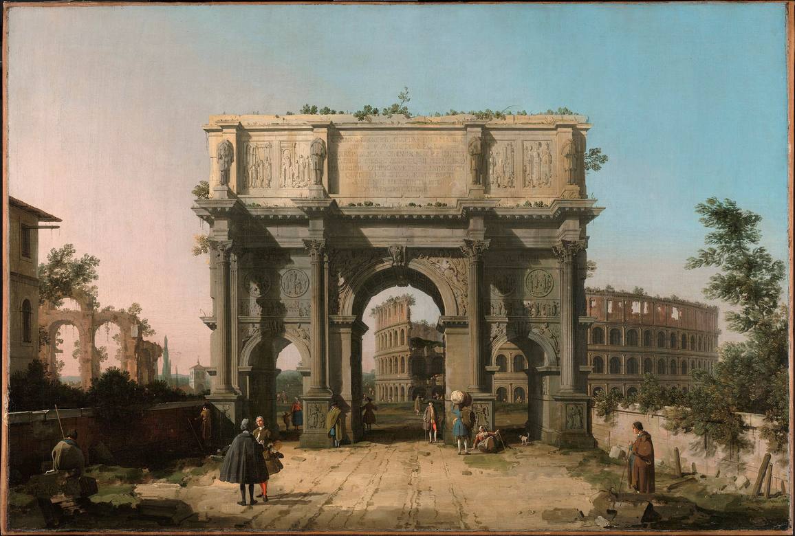 Canaletto:  [1742-45] - The Arch of Constantine with the Colosseum in Rome - Oil on canvas - Getty Center, Los Angeles - Courtesy: Google Art Project