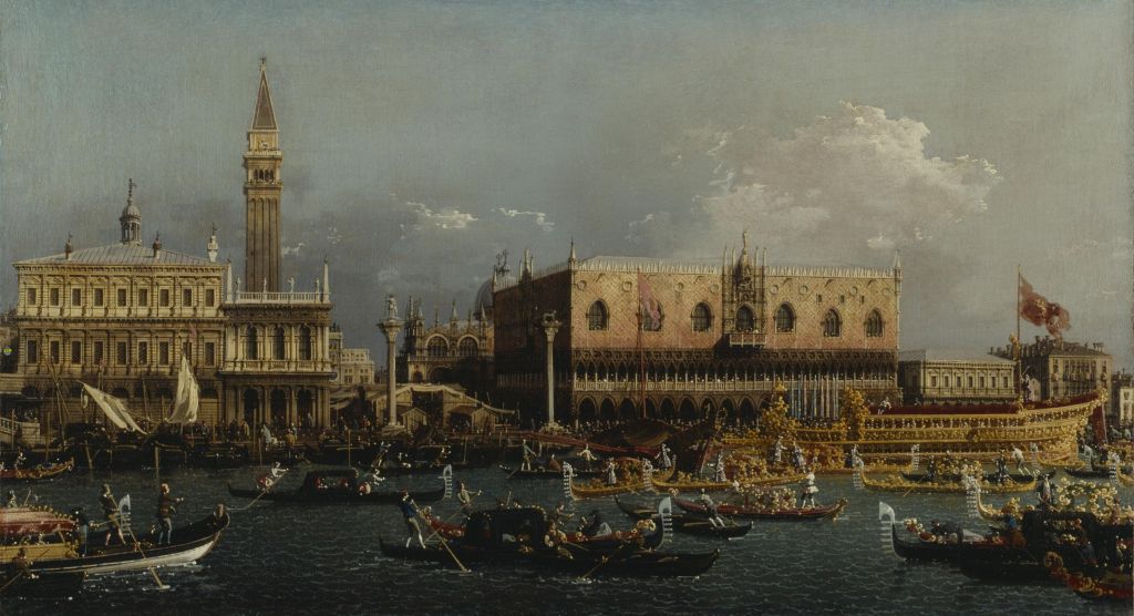 Canaletto:  [1760] - The Bucintoro at the Molo on Ascension Day - Oil on canvas - Dulwich Picure Gallery, London