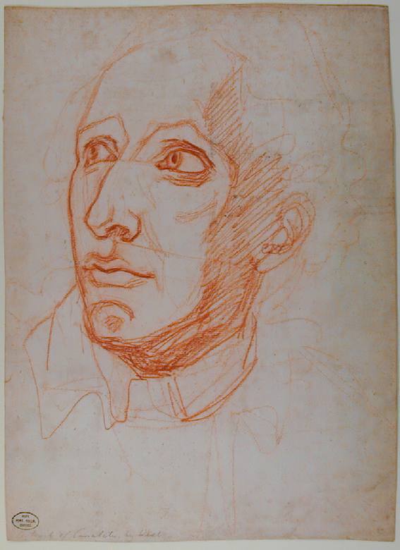 Benjamin West:  [1753-1820] - Portrait of Antonio Canaletto - Drawing - Red chalk - Ashmoleam Museum, Oxford