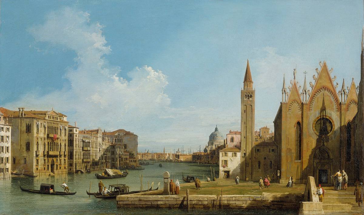Canaletto:  [ca. 1727-28] - The Grand Canal from the Carità towards the Bacino - Oil on canvas - Royal Collection Trust