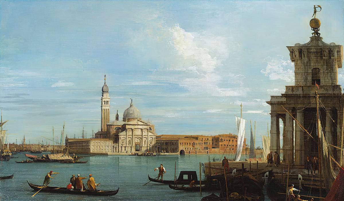 Canaletto:  [ca. 1727-30] - Venice The Punta della Dogana and S. Giorgio Maggiore - Oil on canvas - Royal Collection Trust
