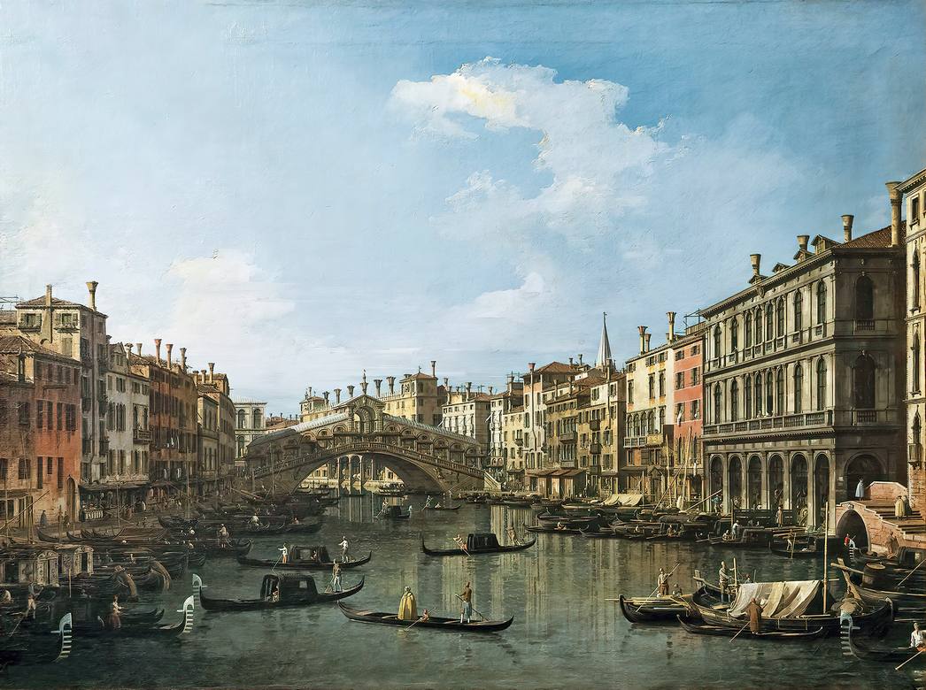 Canaletto:  [ca. 1735] - The Rialto Bridge from the South - Oil on canvas - Galleria Nazionale d'Arte Antica di Palazzo Corsini, Roma