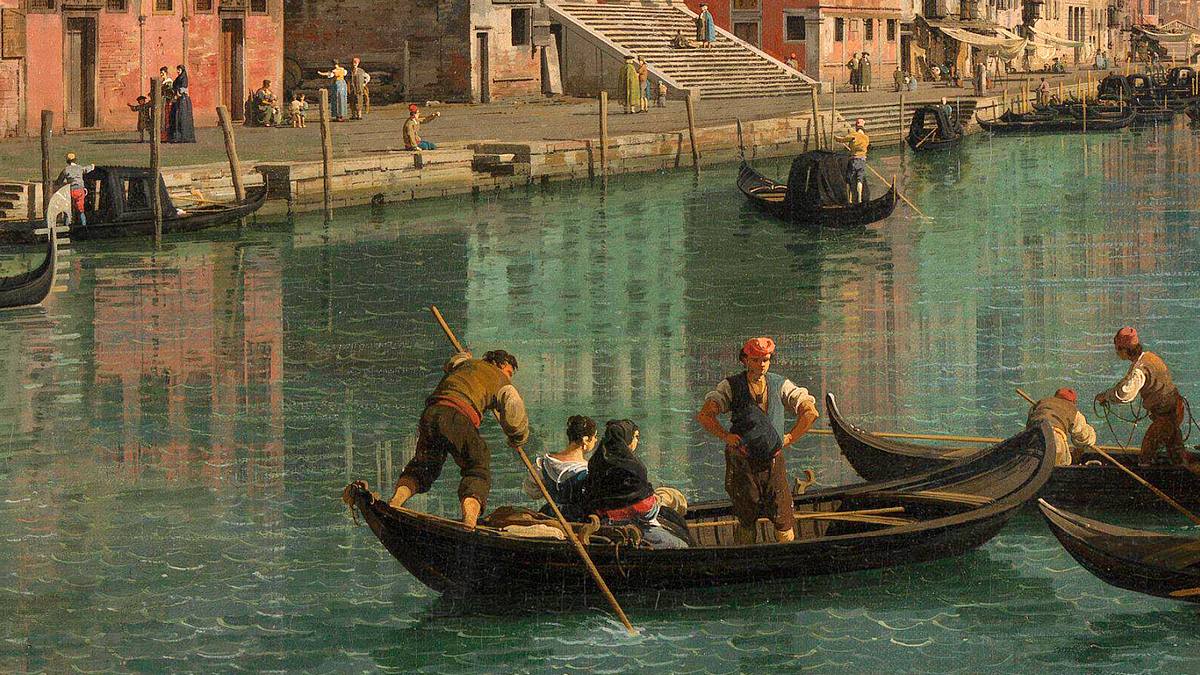 Canaletto:  [ca. 1740] - Venezia - Canal Grande con S. Simeone Piccolo (Venice - The Grand Canal with S. Simeone Piccolo) - Oil on canvas - National Gallery of Art, Washington, D.C. - Detail