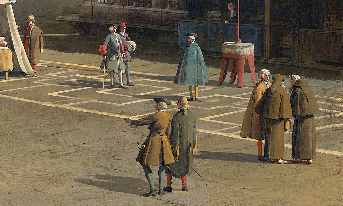 Canaletto:  [1742-44] - The Square of Saint Mark's, Venice - Oil on canvas - National Gallery of Art, Washington, DC - Detail