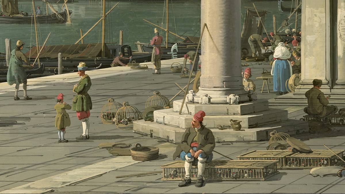 Canaletto:  [ca. 1750] - Bacino di San Marco dalla Piazzetta (Bacino di San Marco from the Piazzetta) - Oil on canvas - National Gallery of Victoria, Australia - Courtesy: Google Art Project - Detail