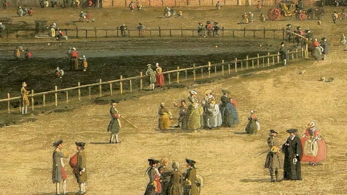 Canaletto:  [ca. 1752-53] - View of New Horse Guards from St. James's Park - Oil on canvas - Detail