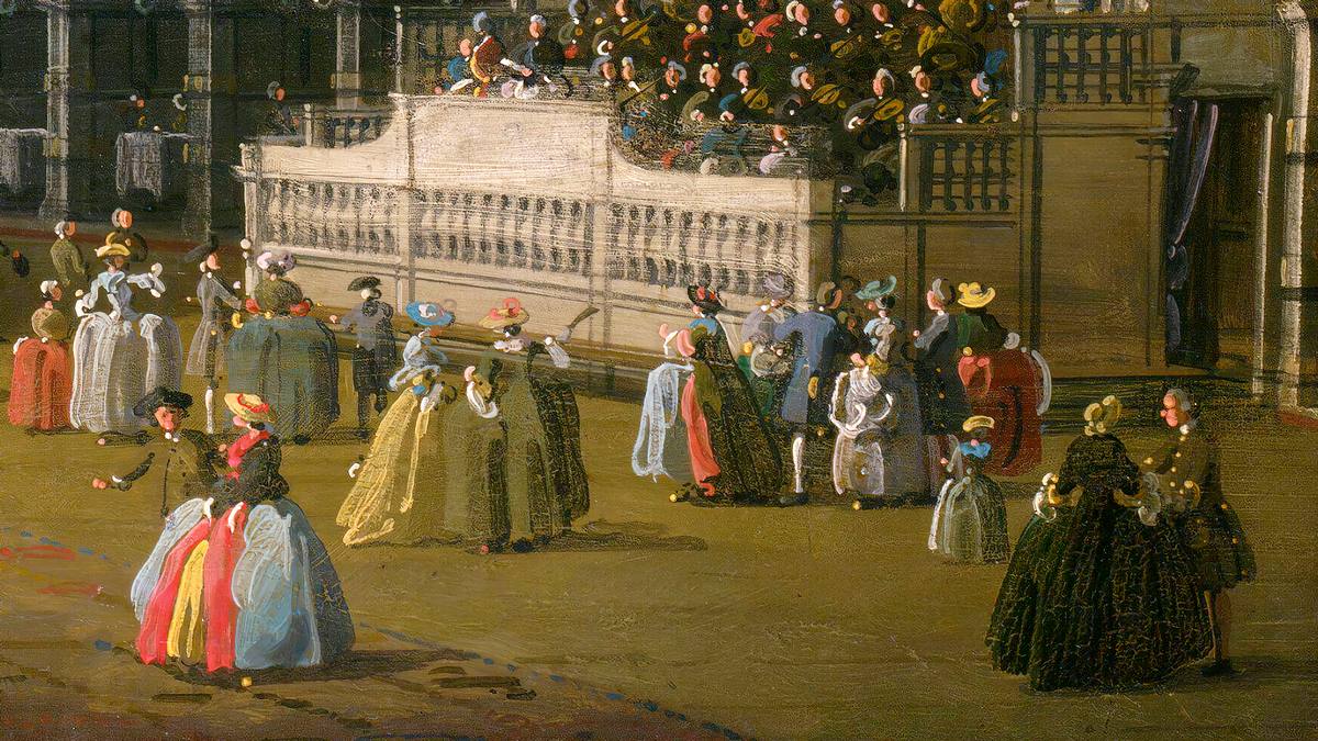 Canaletto:  [1754] - London, Interior of the Rotunda at Ranelagh - Oil on canvas - The National Gallery, London - Detail