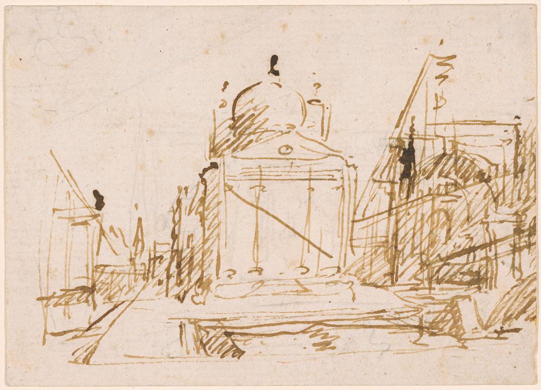 Canaletto: Imaginary Architectural View - Drawing - Pen and brown ink, over graphite, on paper - The Morgan Library & Museum, New York