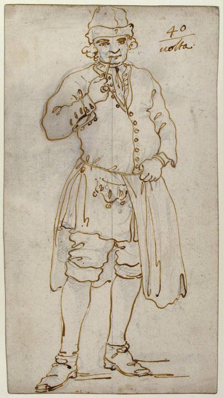 Canaletto: Man Smoking a Pipe - Drawing - Pen and brown ink, over traces of lead or graphite - Metropolitan Museum of Art, New York