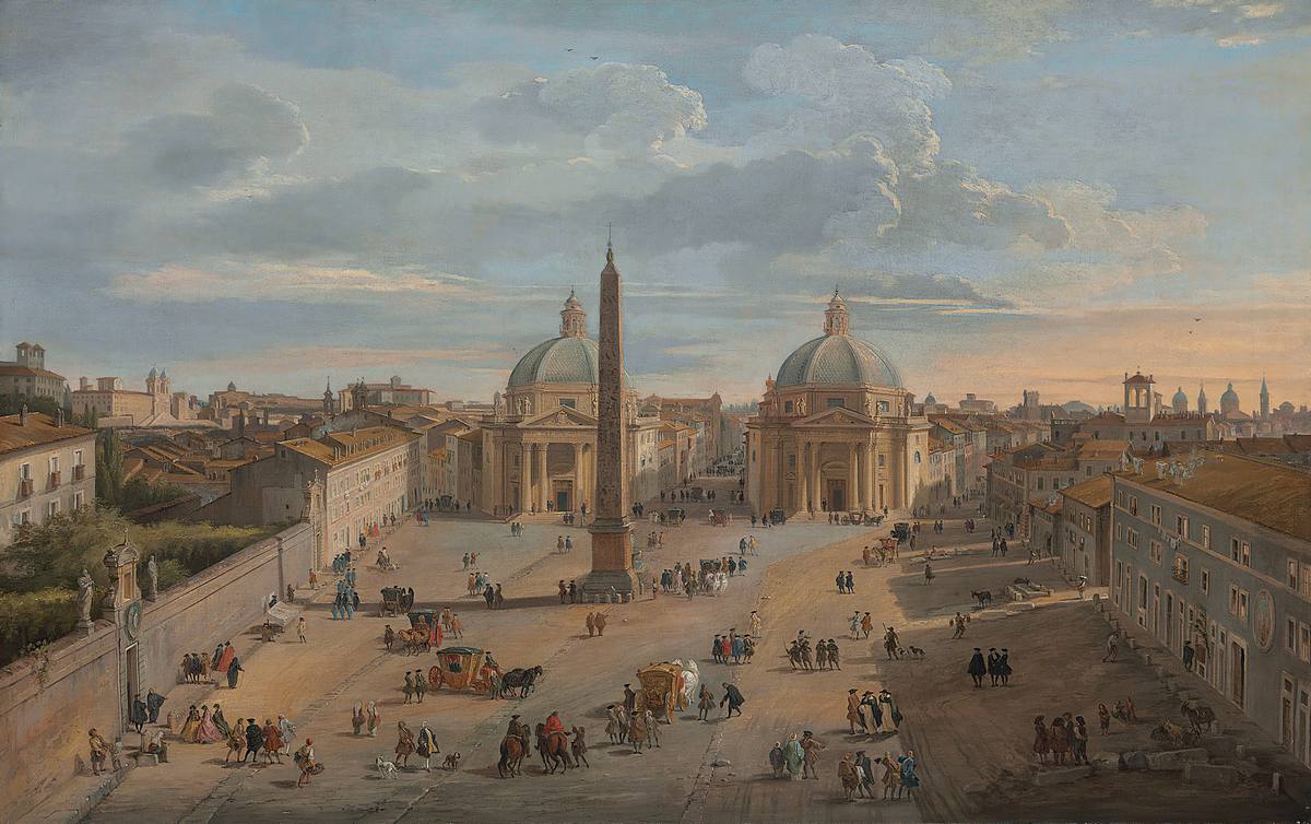 Giovanni Paolo Panini: View of the Piazza del Popolo, Rome - Oil on canvas