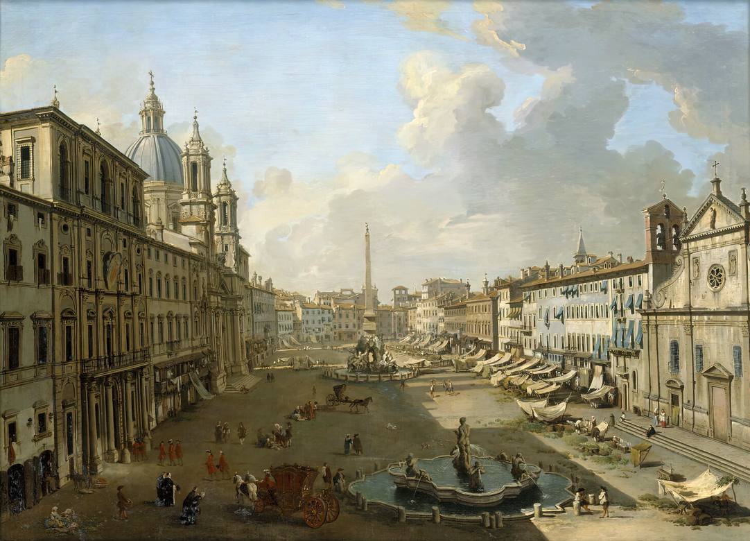 Giovanni Paolo Panini: The Piazza Navona in Rome - Oil on canvas - Musée du Louvre, Paris