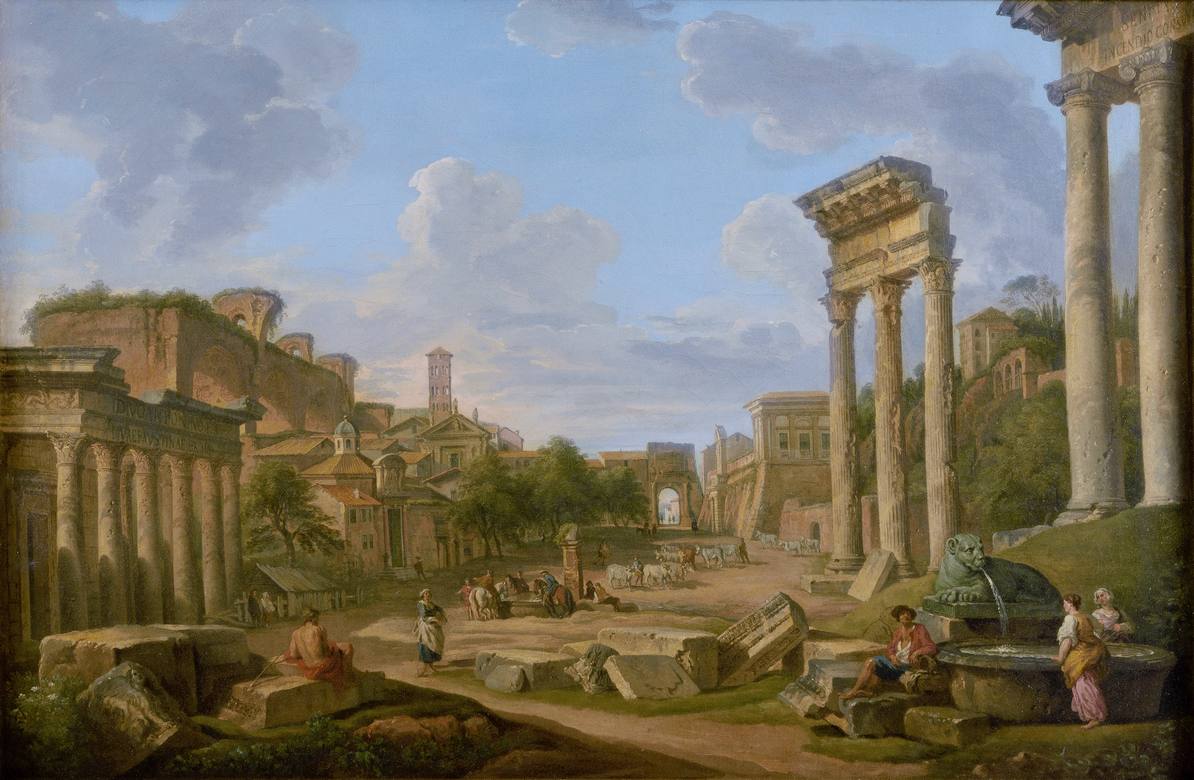 Giovanni Paolo Panini: View of the Forum in Rome - Oil on canvas - Musée du Louvre, Paris