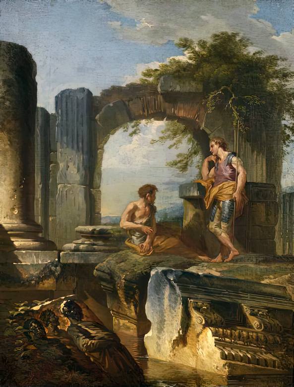Giovanni Paolo Panini:  [1720] - Ruins with Figures - Oil on canvas - Fitzwilliam Museum, Cambridge - England