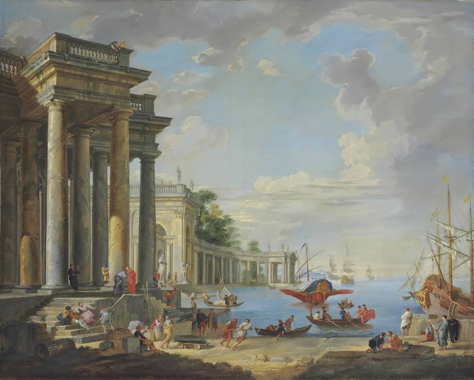 Giovanni Paolo Panini:  [1730] - A coastal scene - Oil on canvas
