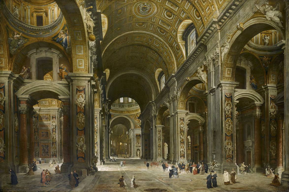 Giovanni Paolo Panini:  [1730] - Visit of Cardinal Melchior de Polignac to St. Peter's Basilica - Oil on canvas - Musée du Louvre, Paris