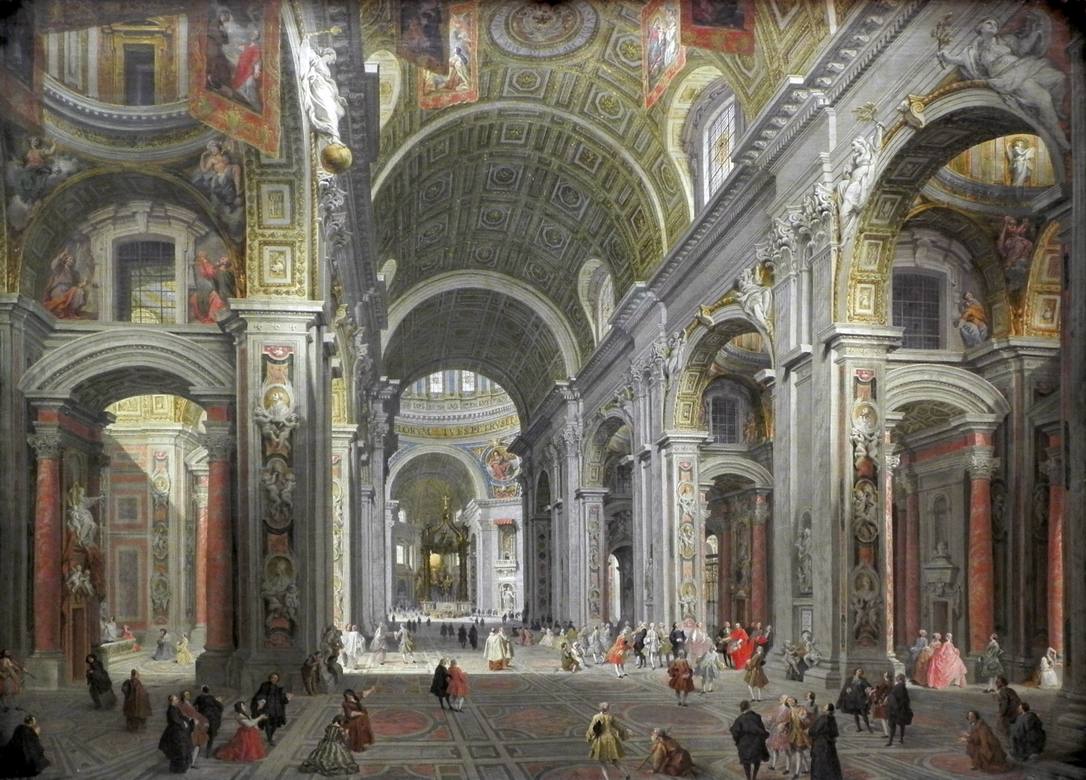 Giovanni Paolo Panini:  [1731] - Interior of St. Peter's, Rome - Oil on canvas - Landesmuseum, Hannover
