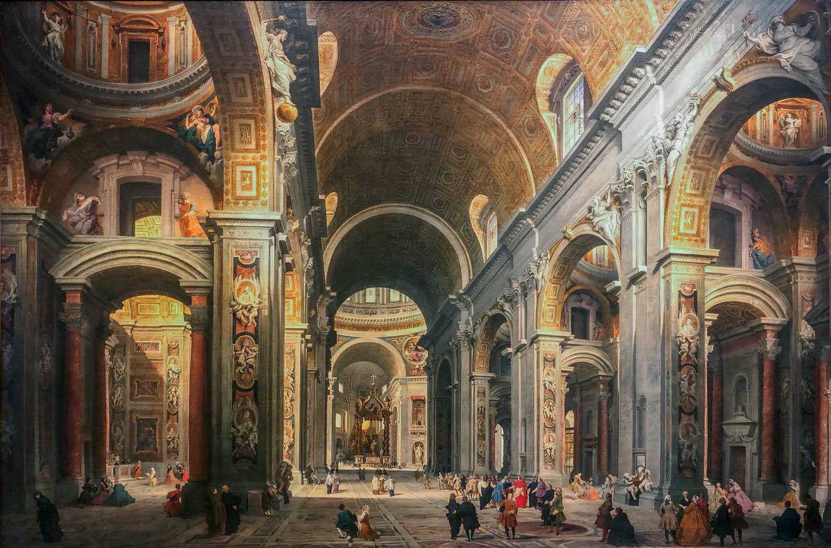 Giovanni Paolo Panini:  [1734] - Interior view of St. Peter's Church in Rome - Oil on canvas - Kunsthaus, Zürich