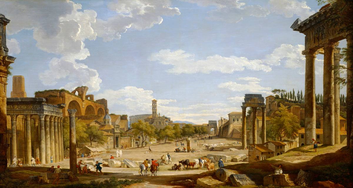 Giovanni Paolo Panini:  [1735] - View of the Roman Forum - Oil on canvas - Detroit Institute of Arts