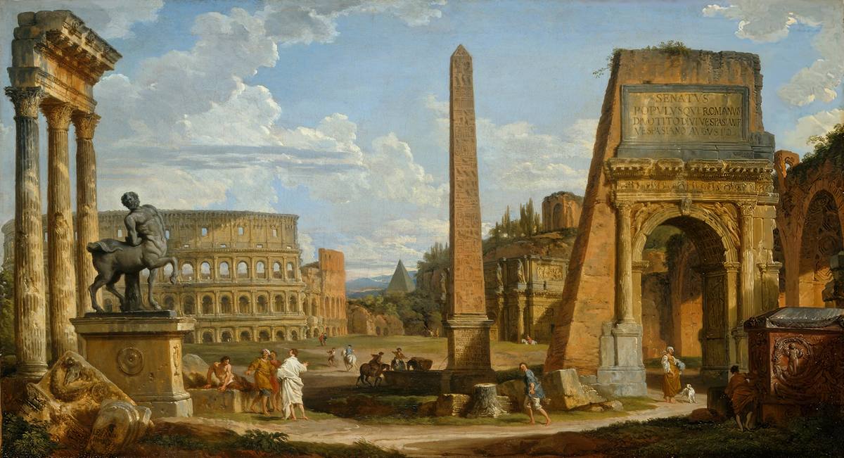 Giovanni Paolo Panini:  [1737] - A Capriccio view of Roman ruins - Oil on canvas - The Fitzwilliam Museum, Cambridge