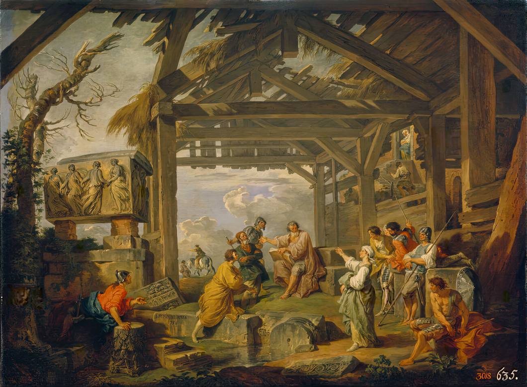 Giovanni Paolo Panini:  [1738] - Cumaean Sibyl prophesied the Birth of Christ - Oil on canvas - Pushkin Museum of Fine Arts, Moscow