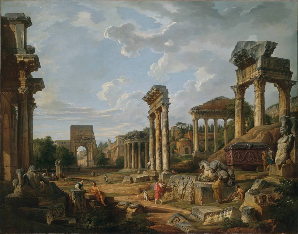 Giovanni Paolo Panini:  [1741] - A Capriccio of the Roman Forum - Oil on canvas - Yale University Art Gallery, New Haven, CT