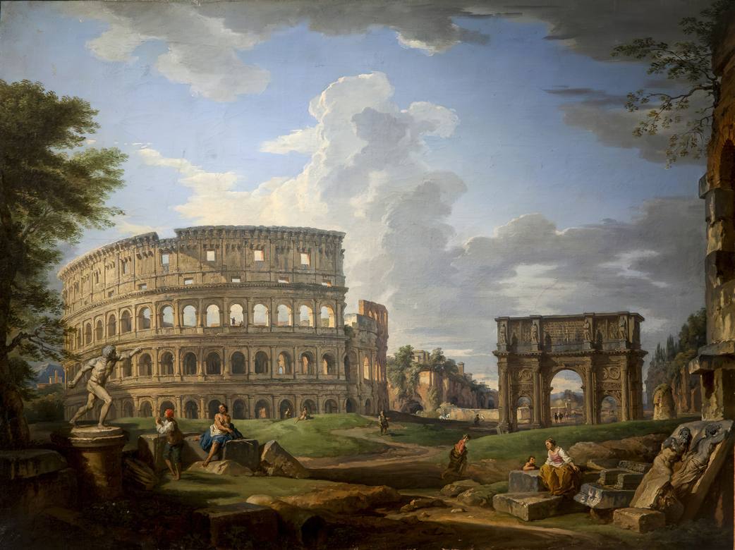 Giovanni Paolo Panini:  [1742] - View of the Colosseum and the Arch of Constantine - Oil on canvas - Musée Thomas Henry, Cherbourg-en-Cotentin