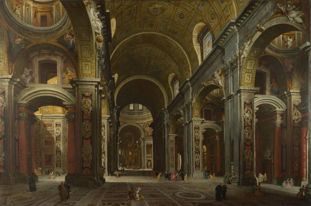 Giovanni Paolo Panini:  [before 1742] - Rome - The Interior of St. Peter's - Oil on canvas - The National Gallery, London