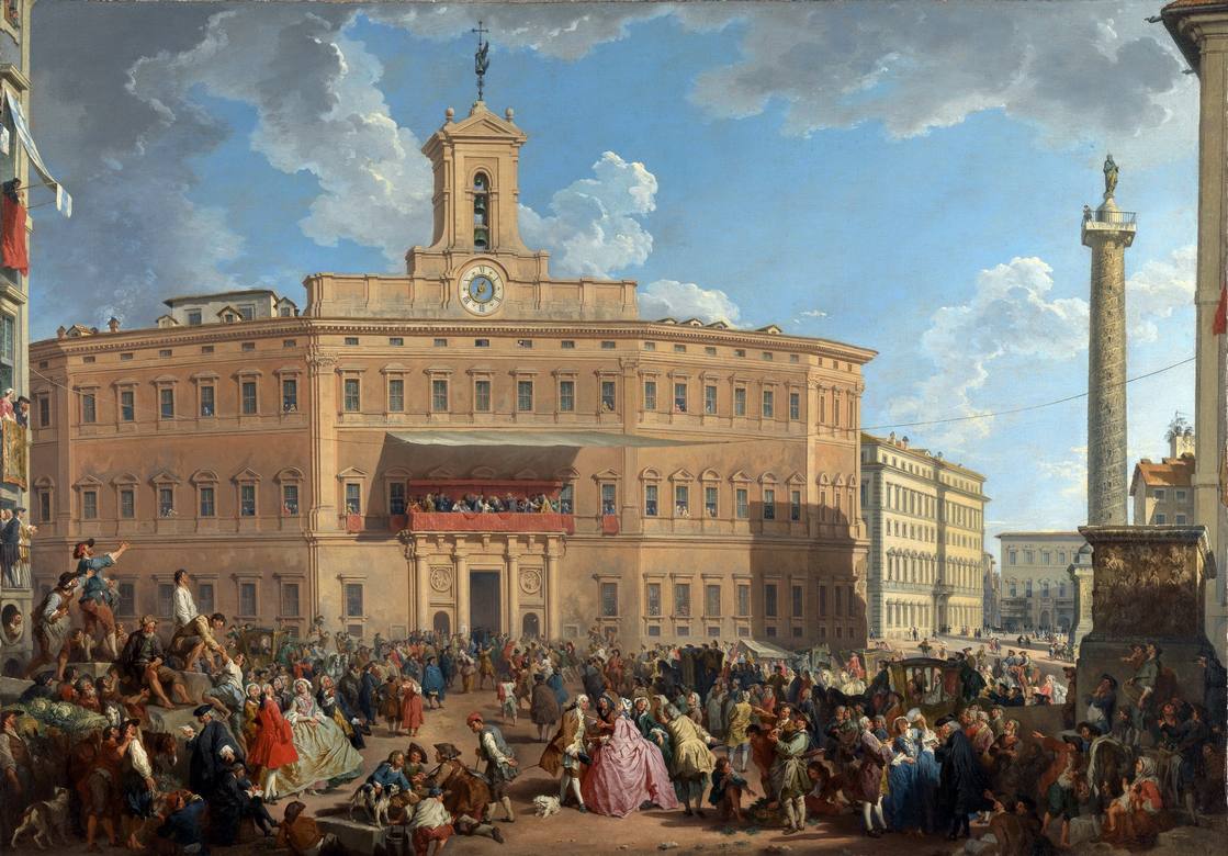 Giovanni Paolo Panini:  [1743-44] - The Lottery in Piazza di Montecitorio - Oil on canvas - The National Gallery, London