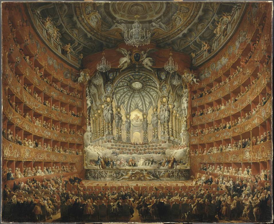 Giovanni Paolo Panini:  [1747] - Concert given by Cardinal de la Rochefoucauld at the Argentina Theatre in Rome - Oil on canvas - Musée du Louvre, Paris