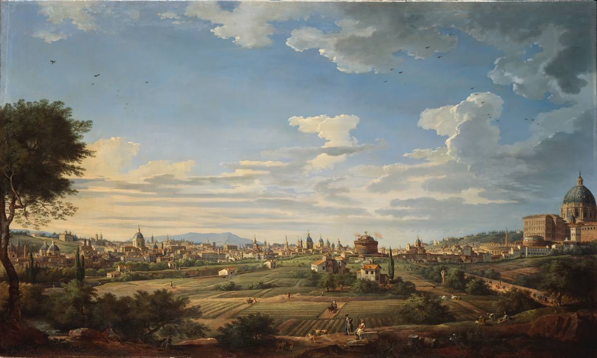 Giovanni Paolo Panini:  [1749] - View of Rome from Mt. Mario, in the Southeast - Oil on canvas - Staatliche Museen, Berlin