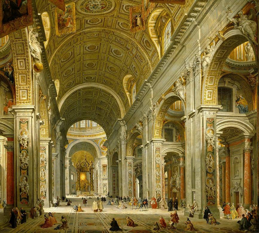 Giovanni Paolo Panini:  [1750] - Interior of St. Peter's, Rome - Oil on canvas - Detroit Institute of Arts