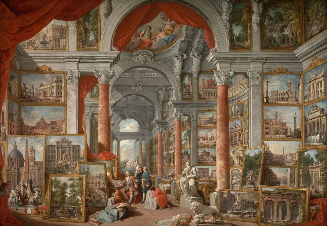 Giovanni Paolo Panini:  [1757] - Picture Gallery with views of Modern Rome - Oil on canvas - Museum of Fine Arts, Boston, MA