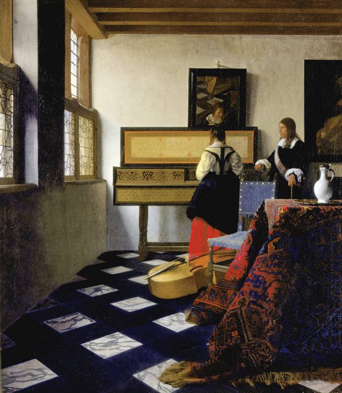 Johannes Vermeer:  [ca. 1662-65] - The Music Lesson - Oil on canvas - The Royal Collection, The Windsor Castle