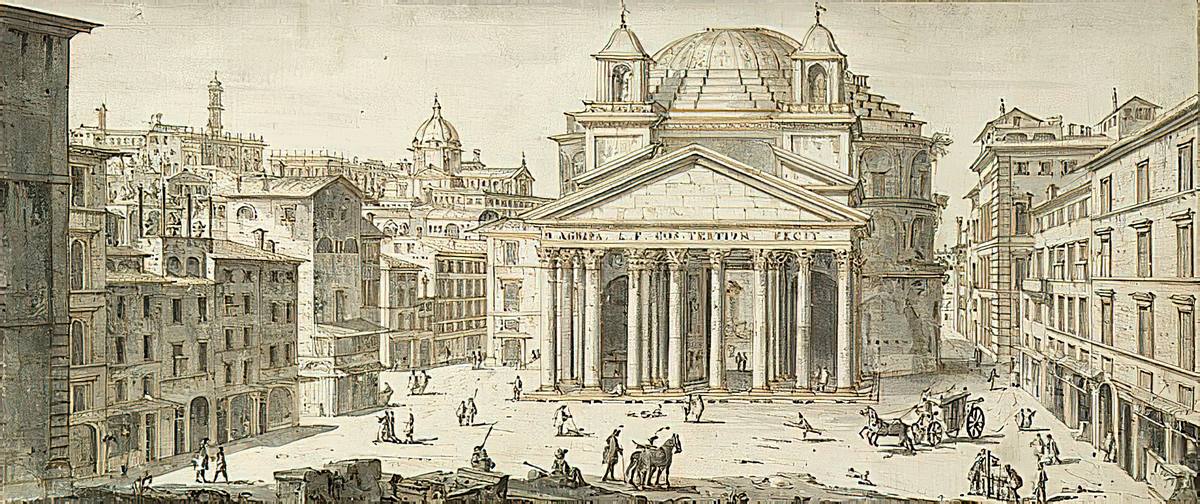 Lievin Cruyl:  [ca. 1667] - The Pantheon, Rome - Drawing - Pen and brown ink with gray wash over black and red chalks - Nelson-Atkins Museum of Art, Kansas City, KS